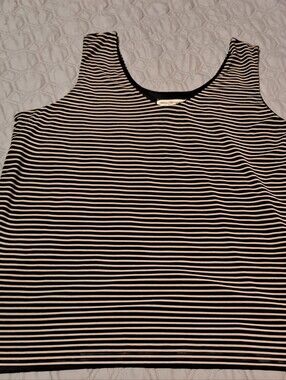 Norm Thompson Striped Black and White Tank Top PXL